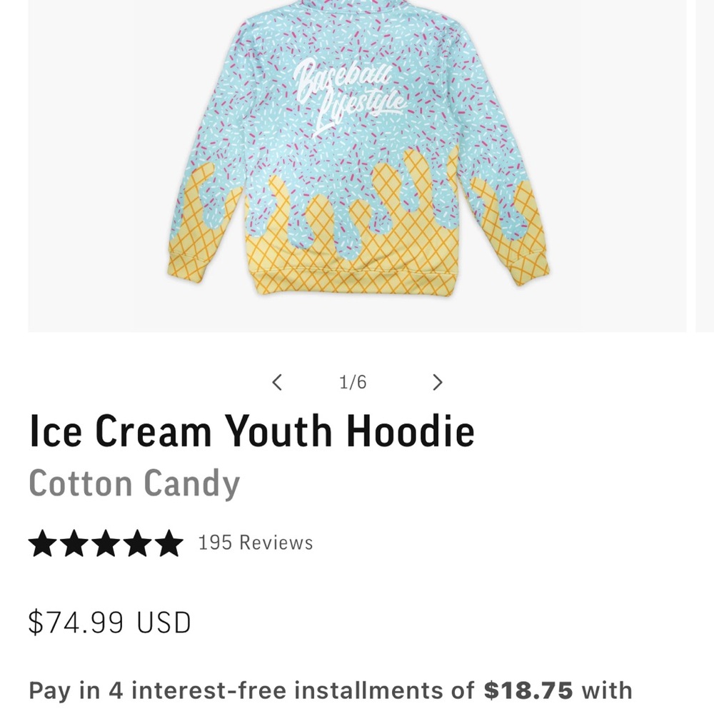 Cotton Candy Baseball Lifestyle Kids Hoodie